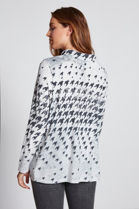 Shirt, Hahnentrittmuster, Boxy-Form, Langarm