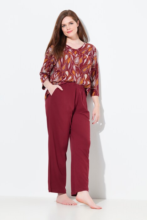 Pyjamabroek, effen kleur, rechte pijpen