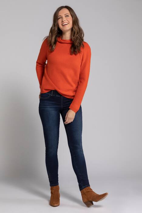 Pullover, Zopfmuster, Stehkragen, weicher Feinstrick