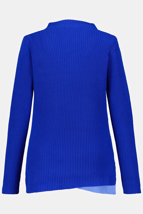 Pullover, asymmetrische Front, Stehkragen, Langarm