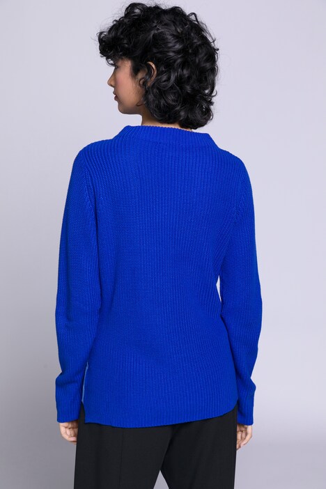 Pullover, asymmetrische Front, Stehkragen, Langarm