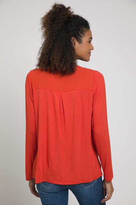 Schlupfbluse, doppellagige Vorderseite, Chiffon, Jersey