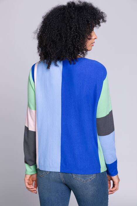 Pullover, Blockstreifen, Rundhals, weicher Feinstrick