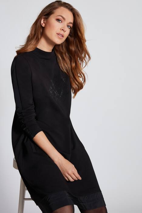 Sweatkleid, Ziersteinmotiv, Taft-Saumzum Binden, Langarm