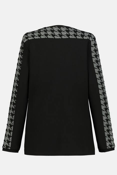 Sweatjacke Identity, Hahnentritt-Einsatz, Glitzer-Motiv, Langarm