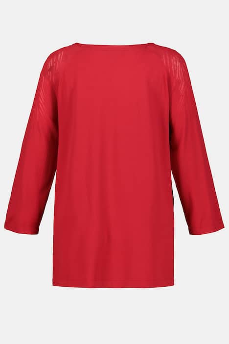 Pullover, Rundhals, 3/4-Ärmel, Ausbrenner-Details
