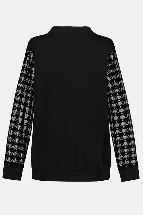 Sweatshirt Identity, Hahnentritt-Motiv, transparenter Langarm