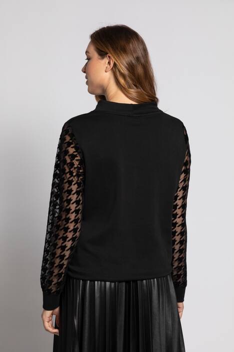 Sweatshirt Identity, Hahnentritt-Motiv, transparenter Langarm