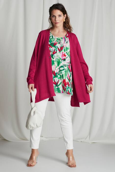 Strickjacke, Seitenschlitze, weicher Feinstrick