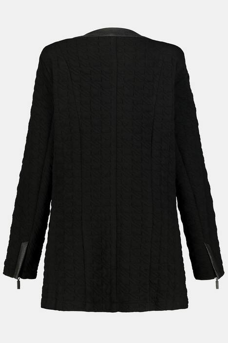 Blazer Identity, Hahnentritt-Jacquard, Lederoptik-Details, Langarm
