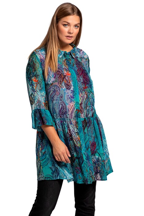 Dlouhá halenka, Paisley, 3/4 rukávy, límeček