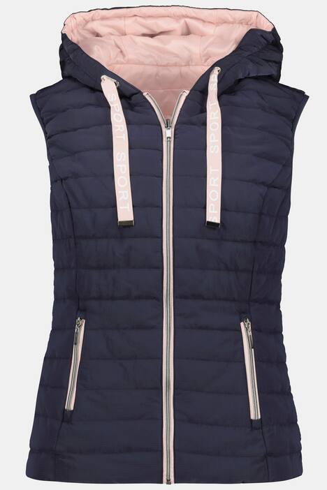 Wende-Steppweste, Kapuze, Zipper, ärmellos