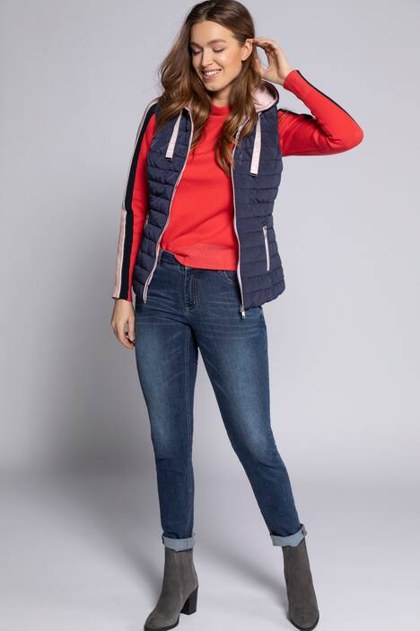 Wende-Steppweste, Kapuze, Zipper, ärmellos