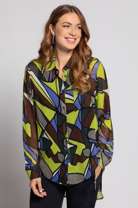 Bluse Identity, Chiffon mit Print, Langarm
