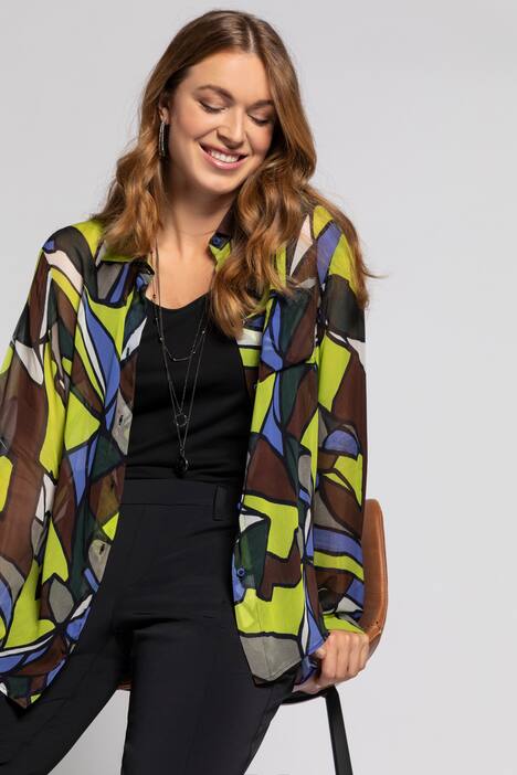 Bluse Identity, Chiffon mit Print, Langarm