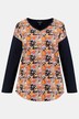 shirt, oversized, V-hals, bloemenprint, 3/4 mouwen