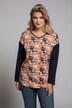 shirt, oversized, V-hals, bloemenprint, 3/4 mouwen