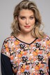 shirt, oversized, V-hals, bloemenprint, 3/4 mouwen