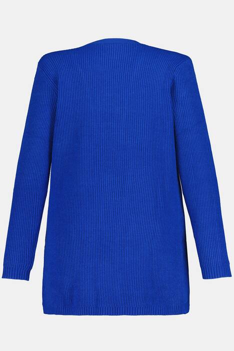 Strickjacke, Rippenstruktur, vorne gerundet