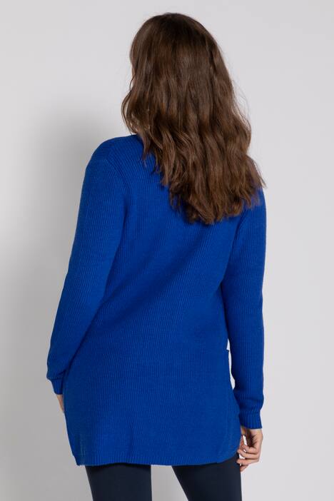 Strickjacke, Rippenstruktur, vorne gerundet