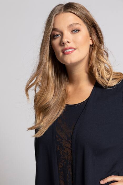 2-in-1-Shirt, Metallic-Design, 3/4-Ärmel, Rundhals