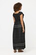 Robe maxi smockée, rayures, silhouette en A, décolleté carré