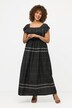 Robe maxi smockée, rayures, silhouette en A, décolleté carré