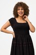 Robe maxi smockée, rayures, silhouette en A, décolleté carré