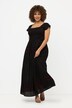 Robe maxi smockée, rayures, silhouette en A, décolleté carré