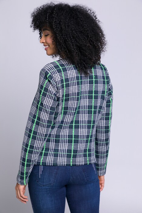 Jacke, Karomuster, tailliert, Jacquard-Jersey
