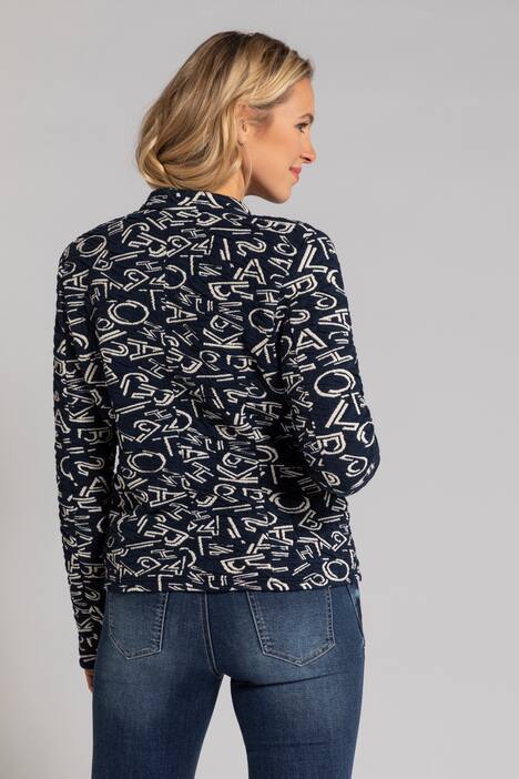 Jacke, Stehkragen, Jacquard-Buchstaben, Zipper