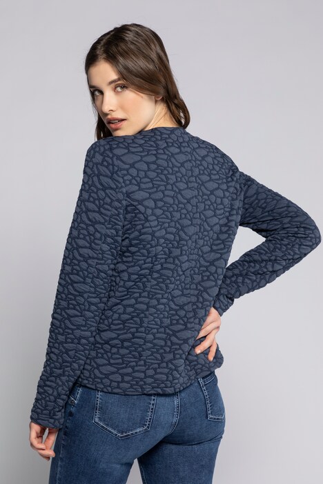 Jacquard-Blazer, Cloqué-Struktur, Rundhals, Zipper