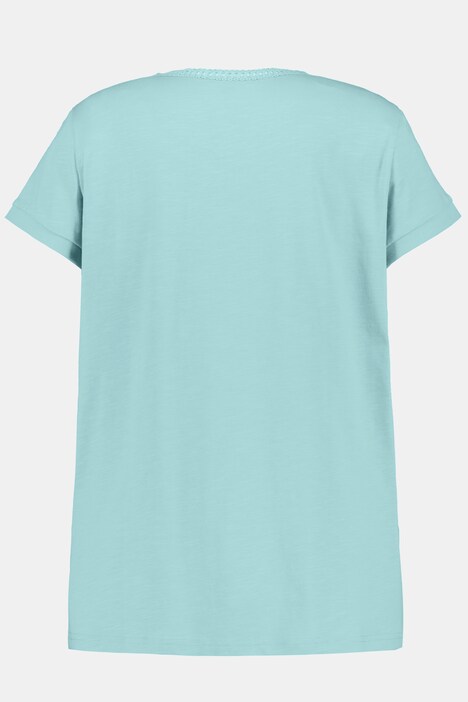 T-Shirt, Spitzenband, V-Ausschnitt, Halbarm, Biobaumwolle