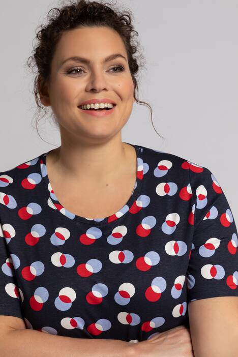 T-Shirt, Punktmuster, Classic, Halbarm, Gummisaum