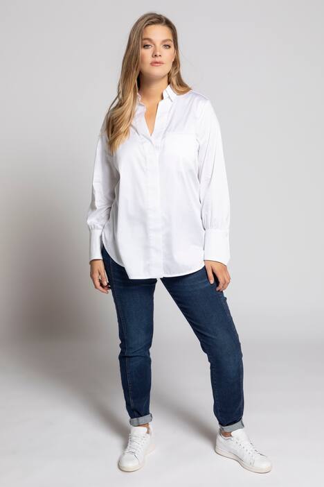 Chemise, col ouvert, manches longues à poignets