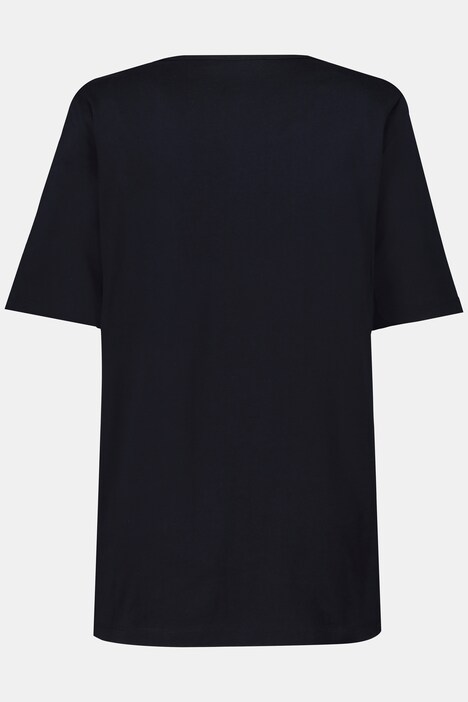 T-Shirt, Raffung, Spitze, Halbarm, Biobaumwolle