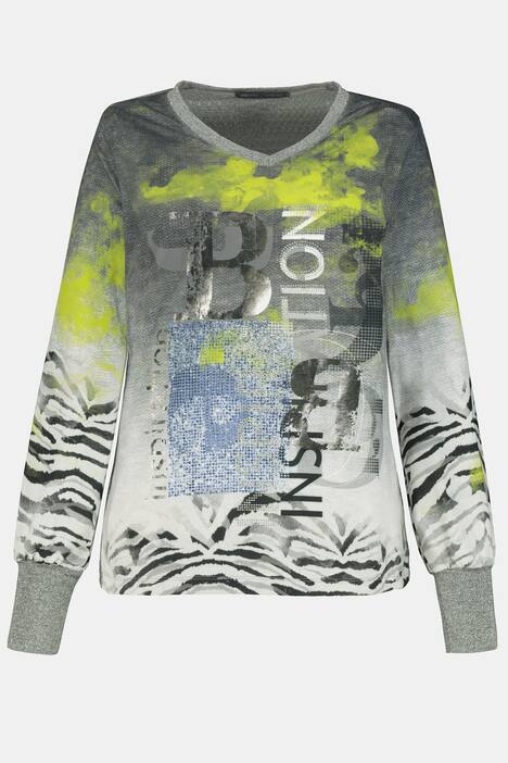 Shirt Identity, Statementmuster, Ziersteinchen, Langarm