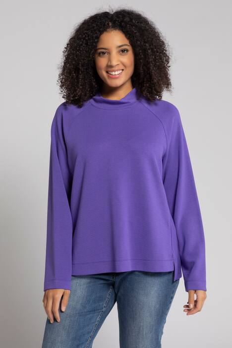 Sweatshirt, Rippenstruktur, Stehkragen, Langarm