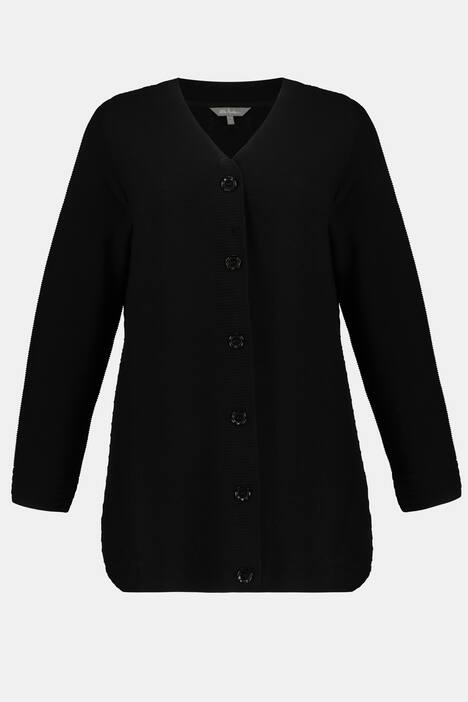 Strickjacke, Rippstrick, seitlicher Einsatz, Langarm