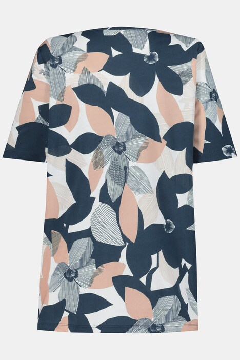 T-Shirt, Blüten, Raffung, Halbarm, Biobaumwolle
