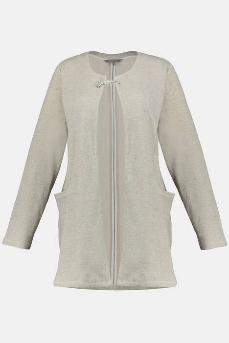 Textured Feather Pin Closure Stretch Knit Cardigan