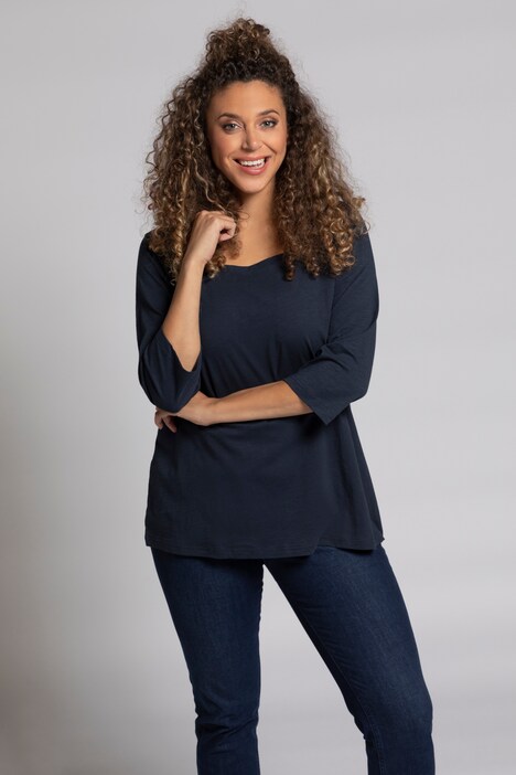 Square Neck Slub Yarn Cotton Tee