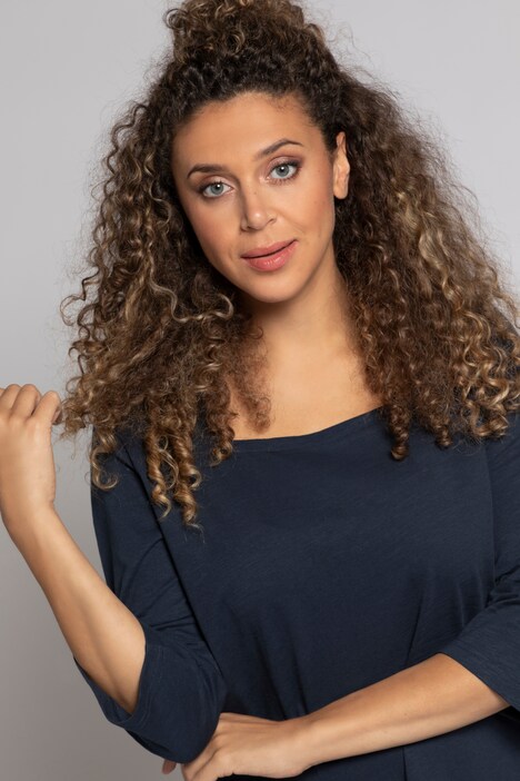 Square Neck Slub Yarn Cotton Tee