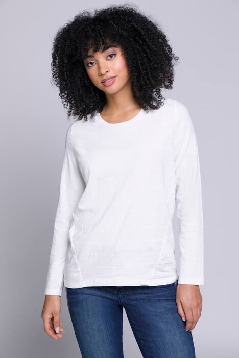 Shirt, Jacquard-Karomuster, Rundhals, Langarm