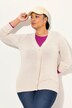 Cardigan en maille fine, encolure en V et patte de boutonnage