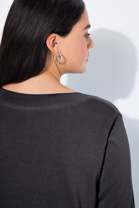 Pull col en V et manches longues, maille fine et confortable