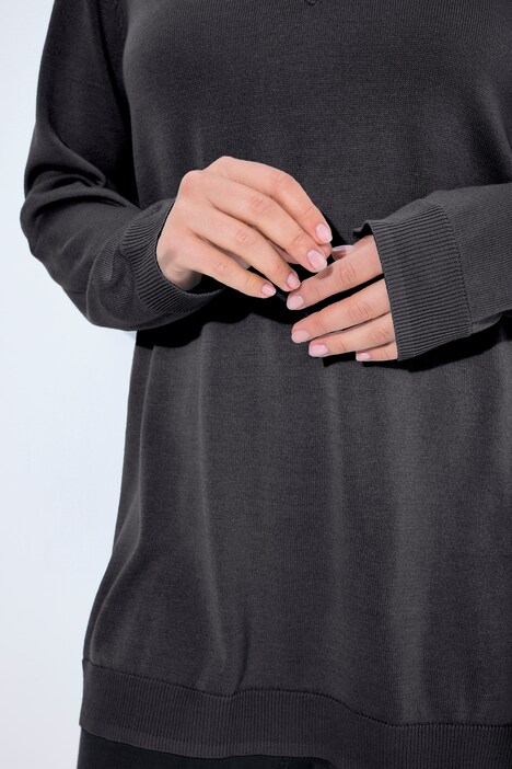 Pull col en V et manches longues, maille fine et confortable