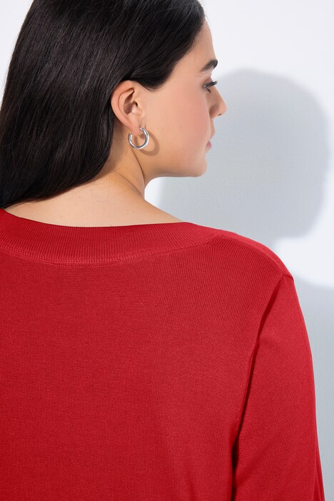 Pull col en V, manches longues, maille fine et douce