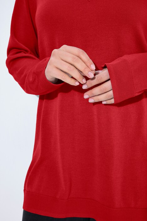 Pull col en V, manches longues, maille fine et douce
