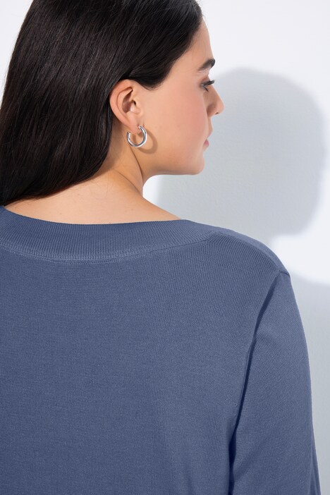 Pull col en V, manches longues, maille fine et douce